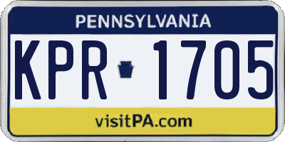 PA license plate KPR1705