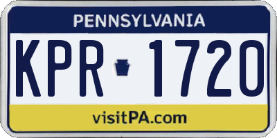 PA license plate KPR1720
