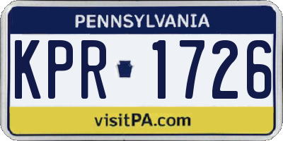 PA license plate KPR1726