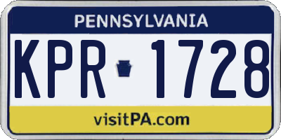 PA license plate KPR1728