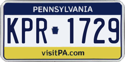 PA license plate KPR1729