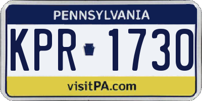 PA license plate KPR1730