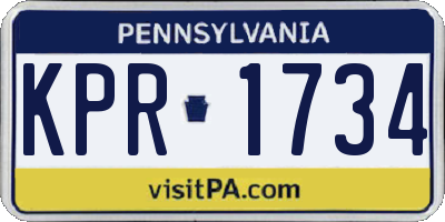 PA license plate KPR1734