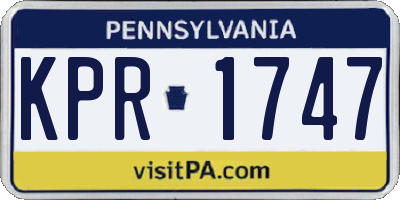 PA license plate KPR1747
