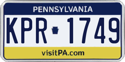 PA license plate KPR1749