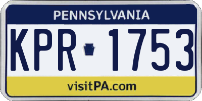 PA license plate KPR1753