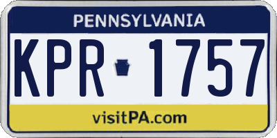 PA license plate KPR1757