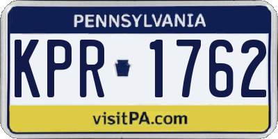 PA license plate KPR1762