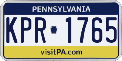 PA license plate KPR1765