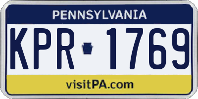 PA license plate KPR1769