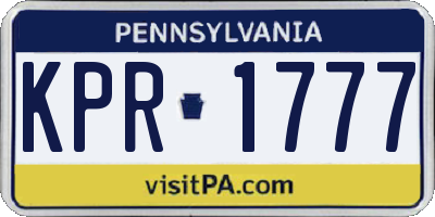 PA license plate KPR1777