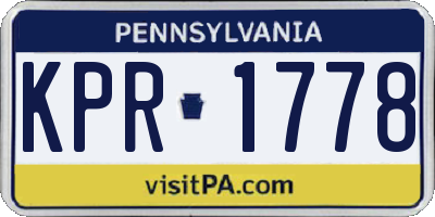 PA license plate KPR1778