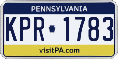 PA license plate KPR1783