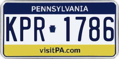 PA license plate KPR1786