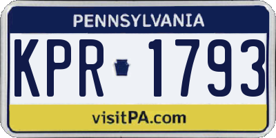PA license plate KPR1793