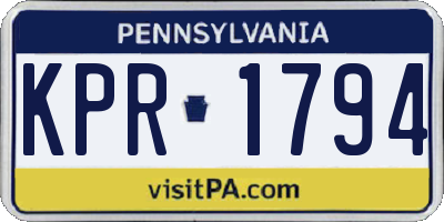 PA license plate KPR1794