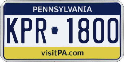 PA license plate KPR1800