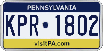PA license plate KPR1802