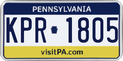 PA license plate KPR1805