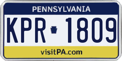 PA license plate KPR1809