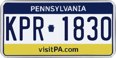 PA license plate KPR1830