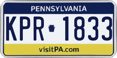 PA license plate KPR1833