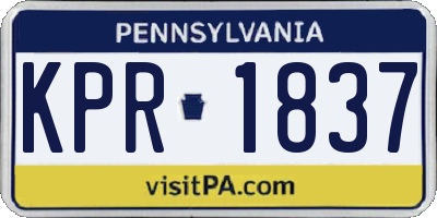 PA license plate KPR1837