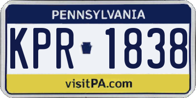 PA license plate KPR1838