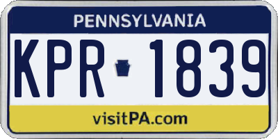 PA license plate KPR1839