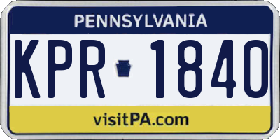 PA license plate KPR1840