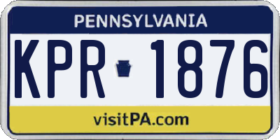 PA license plate KPR1876