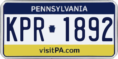 PA license plate KPR1892