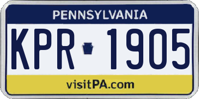 PA license plate KPR1905