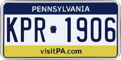 PA license plate KPR1906