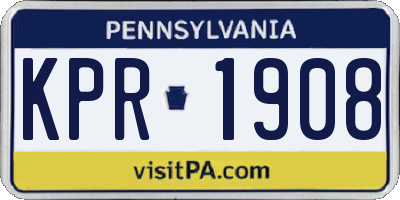 PA license plate KPR1908