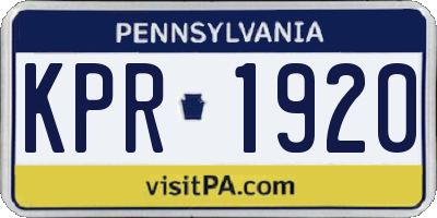 PA license plate KPR1920