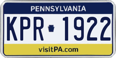 PA license plate KPR1922