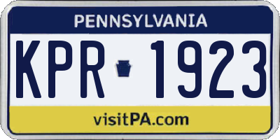 PA license plate KPR1923
