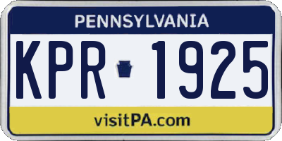 PA license plate KPR1925