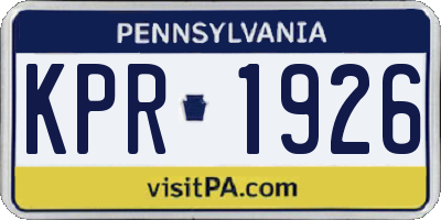 PA license plate KPR1926