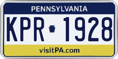 PA license plate KPR1928