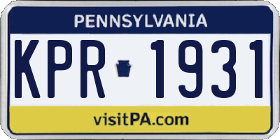 PA license plate KPR1931