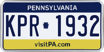 PA license plate KPR1932