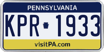 PA license plate KPR1933