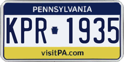 PA license plate KPR1935