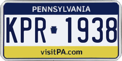 PA license plate KPR1938