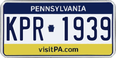 PA license plate KPR1939
