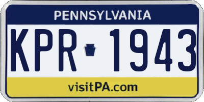 PA license plate KPR1943
