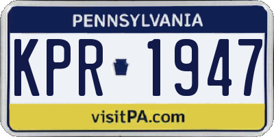 PA license plate KPR1947