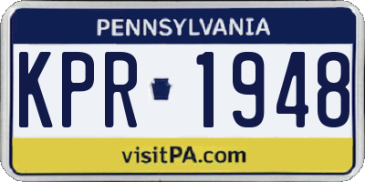 PA license plate KPR1948